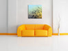Pusteblumen mit Tautropfen Leinwandbild Quadratisch über Sofa
