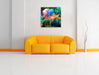 Farbflash Holi Leinwandbild Quadratisch über Sofa