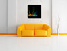 Dark Farbspritzer Leinwandbild Quadratisch über Sofa