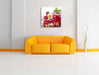 Erdbeermarmelade Leinwandbild Quadratisch über Sofa