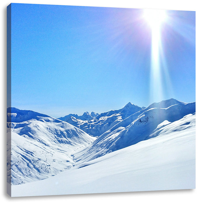 Schnee Berge Leinwandbild Quadratisch