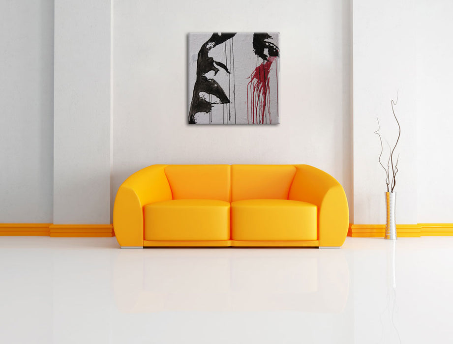 Abstrakt Frau Leinwandbild Quadratisch über Sofa