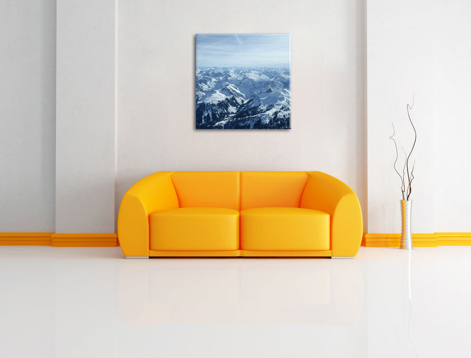 Alpen Leinwandbild Quadratisch über Sofa