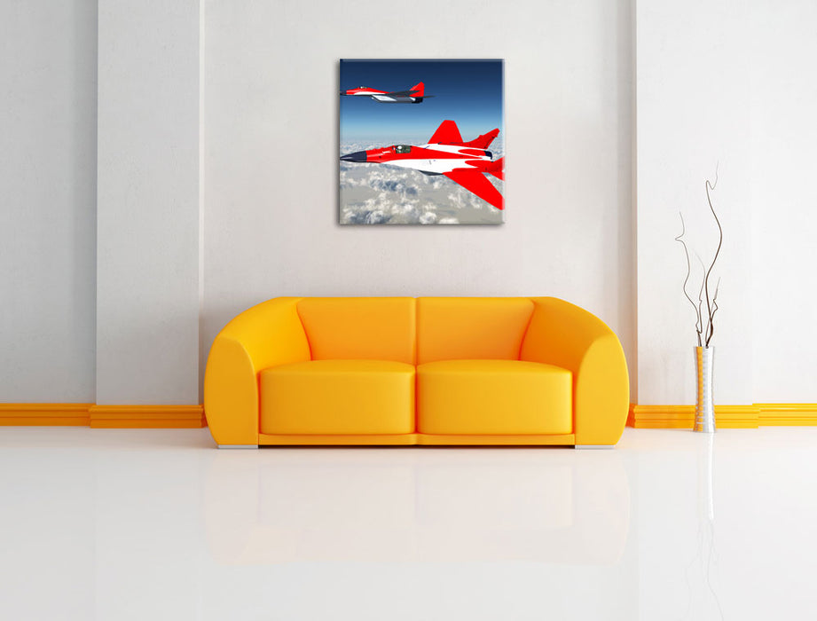 Kampfjets Leinwandbild Quadratisch über Sofa