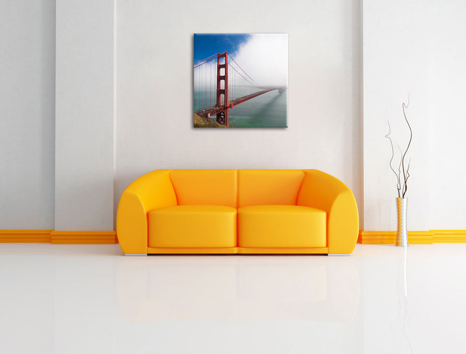 Golden Gate Bridge San Francisco Leinwandbild Quadratisch über Sofa