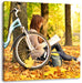 Teenager Girl with Bike Leinwandbild Quadratisch