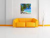 Palmen Traumstrand Leinwandbild Quadratisch über Sofa