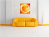 Sonne Feuerball Leinwandbild Quadratisch über Sofa