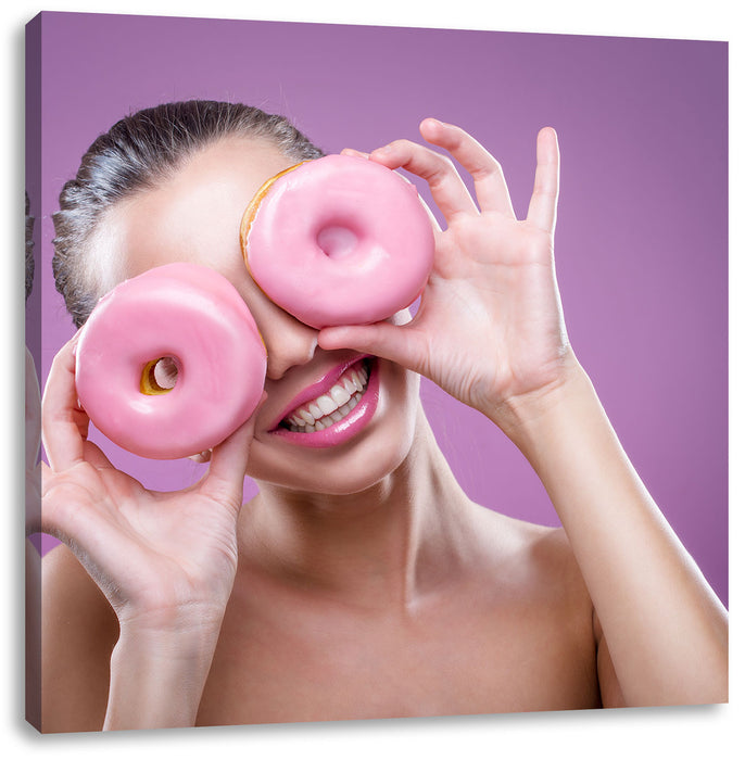 Lustige Donuts Leinwandbild Quadratisch