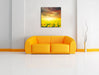 Sonnenblumenfeld Leinwandbild Quadratisch über Sofa