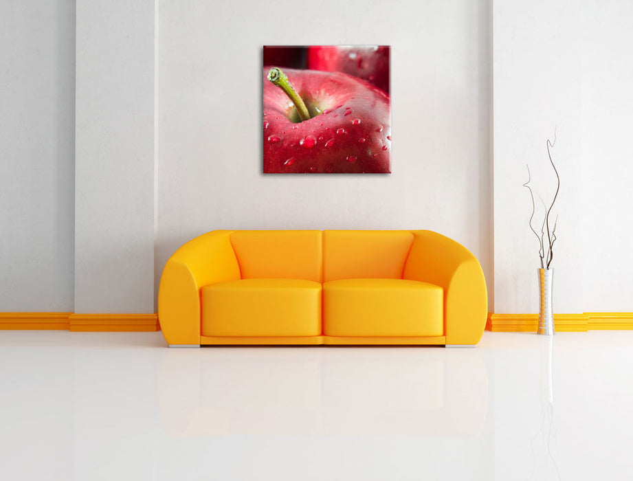 Apfel Leinwandbild Quadratisch über Sofa