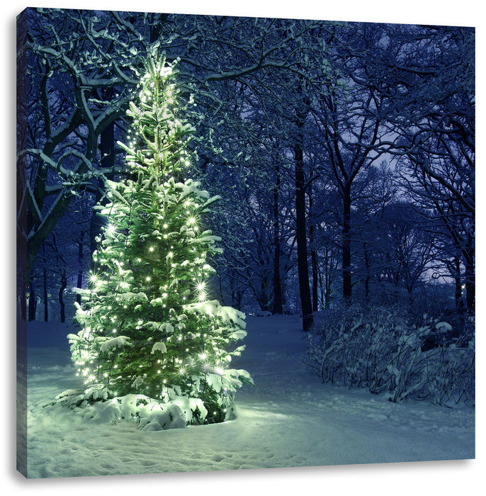 Leuchtender Weihnachtsbaum Leinwandbild Quadratisch