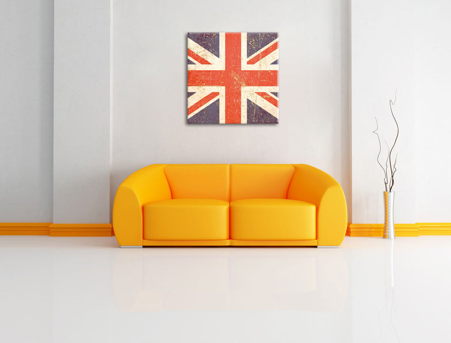Union Jack Leinwandbild Quadratisch über Sofa
