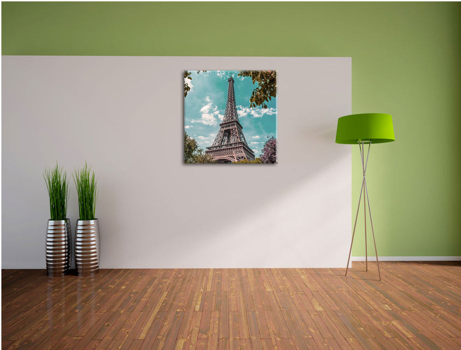 Eifelturm Paris Leinwand Quadratisch im Flur