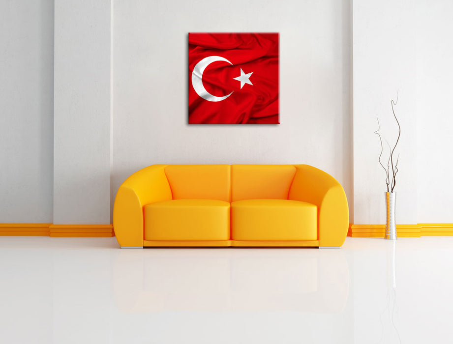 Turkey flag Türkei Flagge Leinwandbild Quadratisch über Sofa