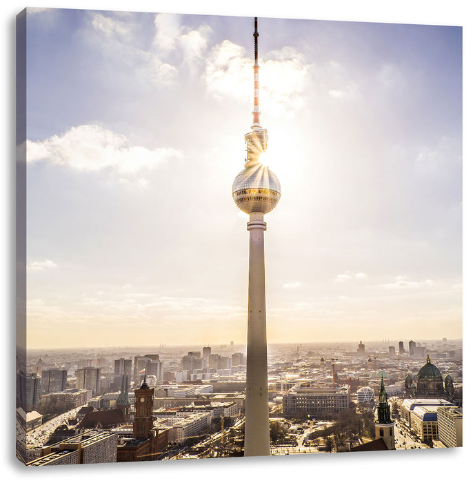 Großstadt Fernsehturm Berlin City Leinwandbild Quadratisch