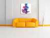 Abstrakt Art Bunter Qualm Leinwandbild Quadratisch über Sofa