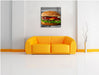 appetitlicher Cheeseburger Leinwandbild Quadratisch über Sofa