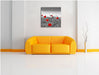schöner rot leuchtender Mohn Leinwandbild Quadratisch über Sofa