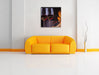 Baguette Wein Picknick Leinwandbild Quadratisch über Sofa