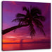 Palme am Meer mit Sonnenuntergang Leinwandbild Quadratisch