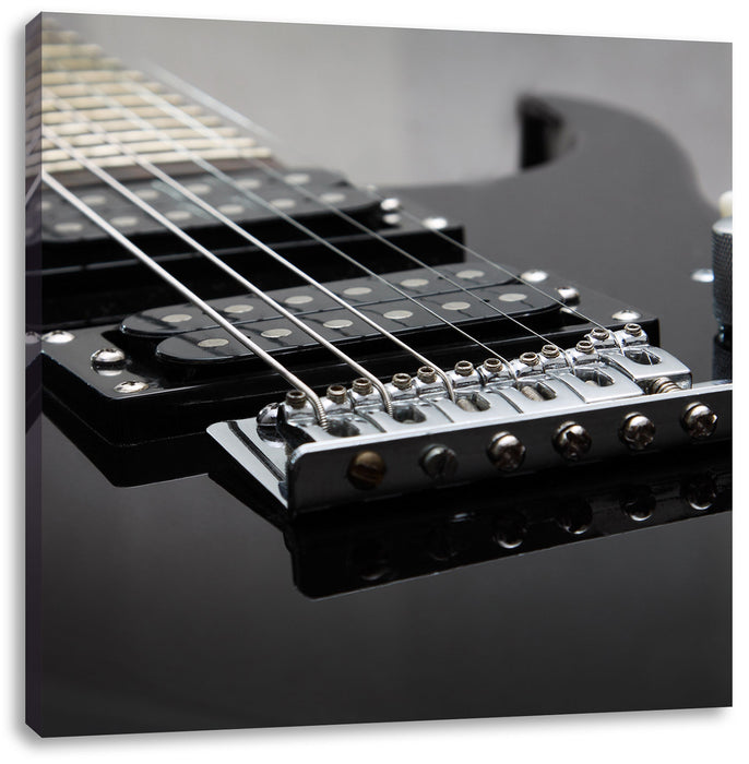 Black E-Guitar Leinwandbild Quadratisch