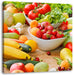 Buntes Obst und Gemüse Leinwandbild Quadratisch