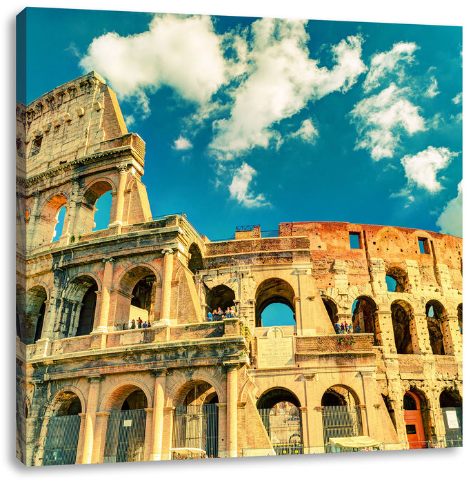 Colosseum bei Tag in Rom Leinwandbild Quadratisch