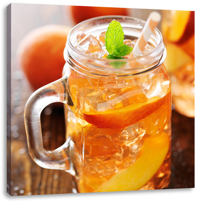 Erfrischender Pfirsicheistee Leinwandbild Quadratisch