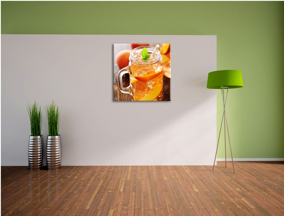 Erfrischender Pfirsicheistee Leinwand Quadratisch im Flur
