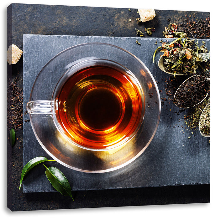 Heißer Kräutertee Leinwandbild Quadratisch