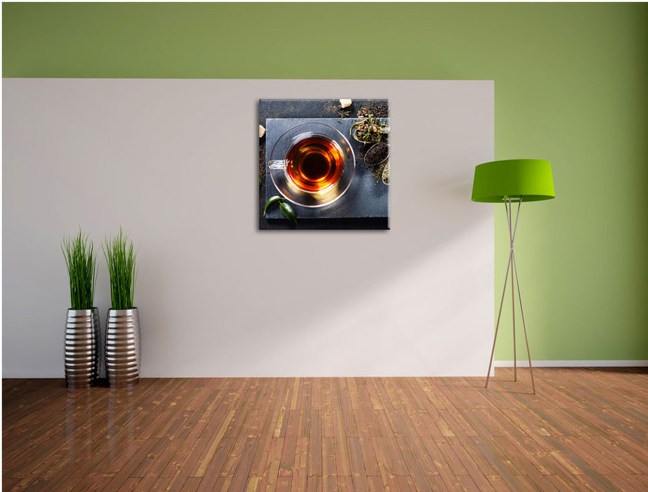 Heißer Kräutertee Leinwand Quadratisch im Flur