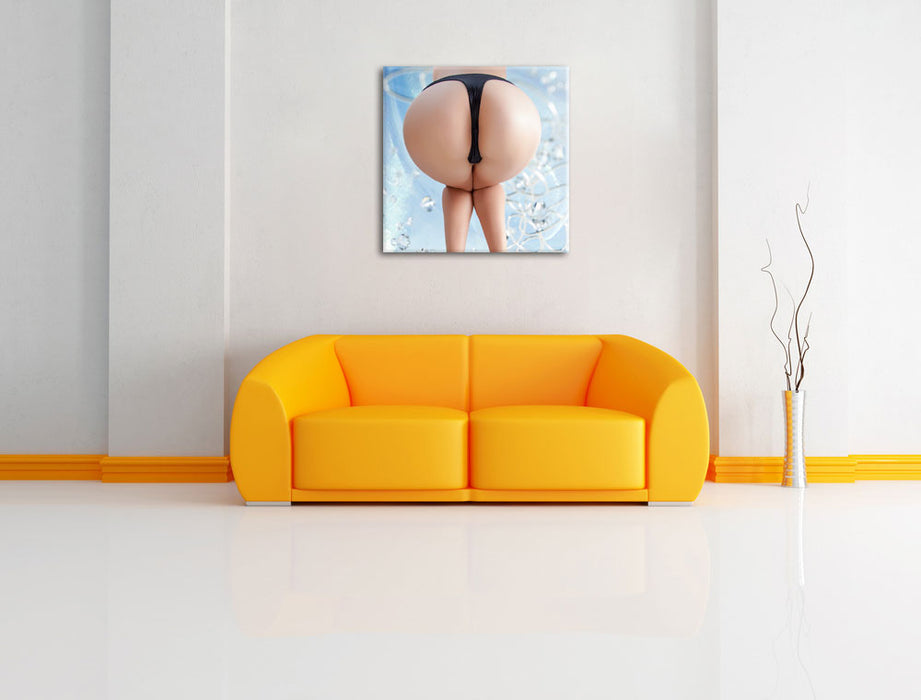 Sexy Frauenpo Leinwandbild Quadratisch über Sofa