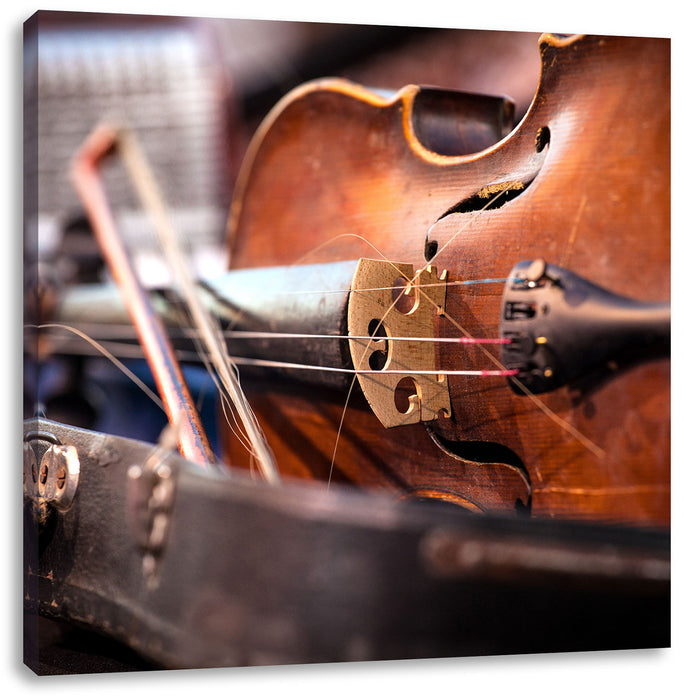 Alte Violine Leinwandbild Quadratisch