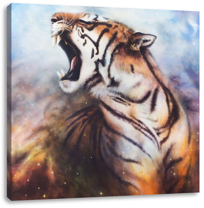 Gemälde eines Tigers Leinwandbild Quadratisch
