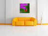 Marienkäfer auf Gerberablüte Leinwandbild Quadratisch über Sofa
