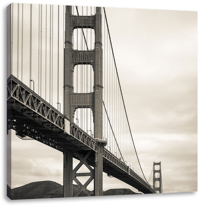 Blick auf Brücke in San Francisco Leinwandbild Quadratisch