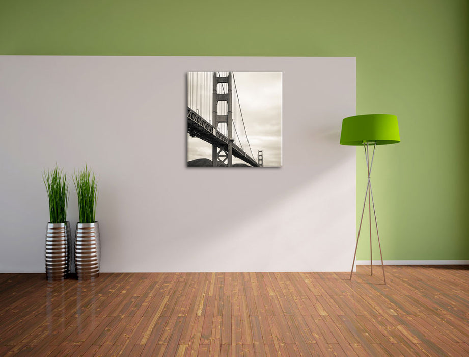 Blick auf Brücke in San Francisco Leinwand Quadratisch im Flur