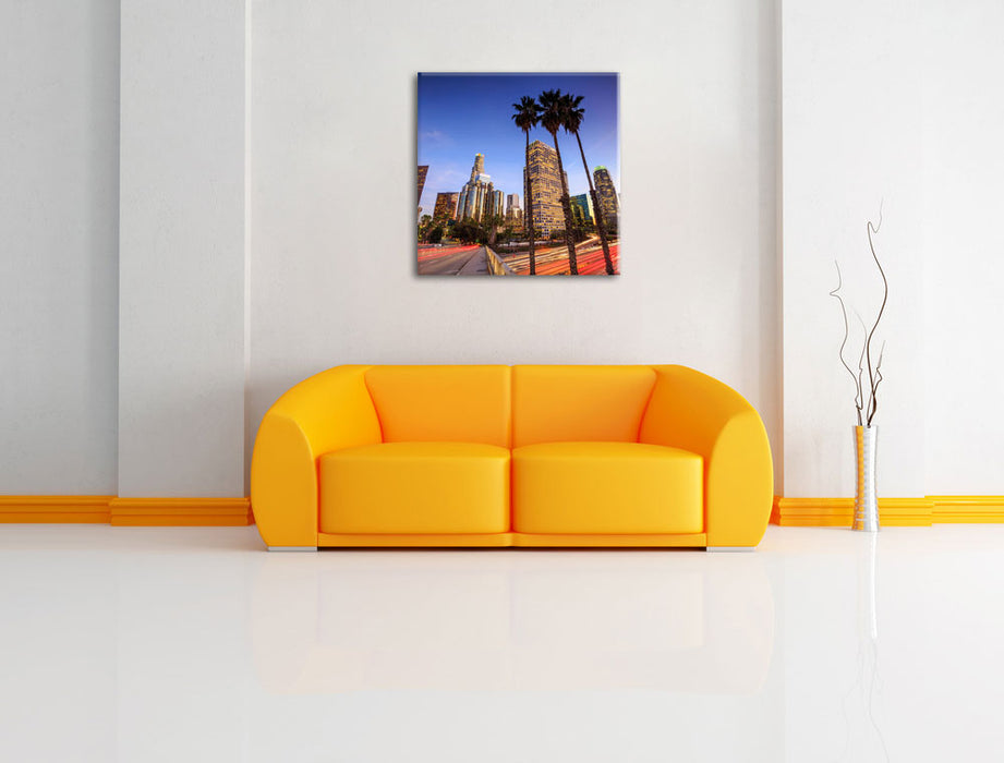Schöner Blick auf LA Leinwandbild Quadratisch über Sofa
