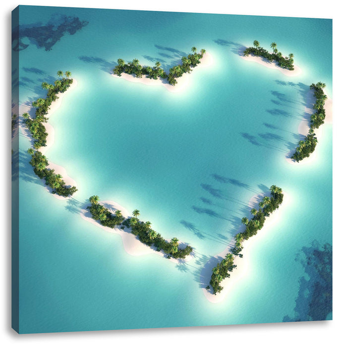 Herz geformt aus Inseln Leinwandbild Quadratisch