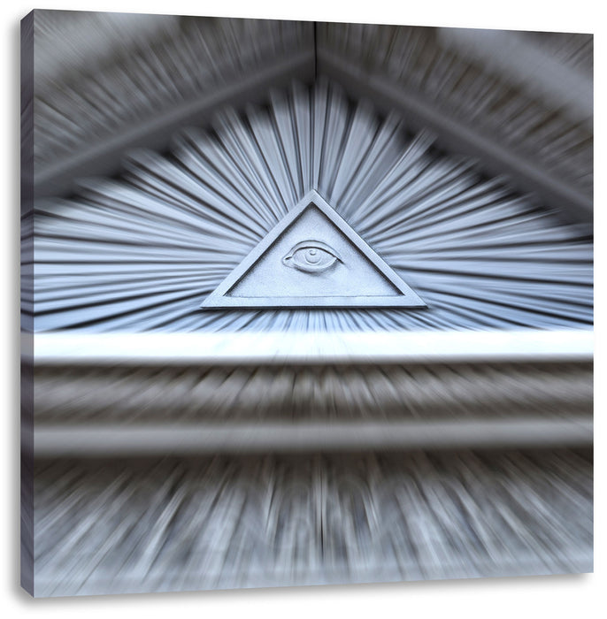 Dach mit Illuminati Auge Leinwandbild Quadratisch