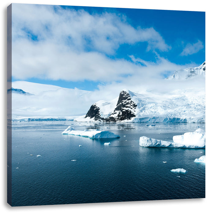 Winterlandschaft in der Antarktis Leinwandbild Quadratisch