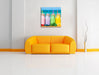 Smoothies in verschiedenen Farben Leinwandbild Quadratisch über Sofa