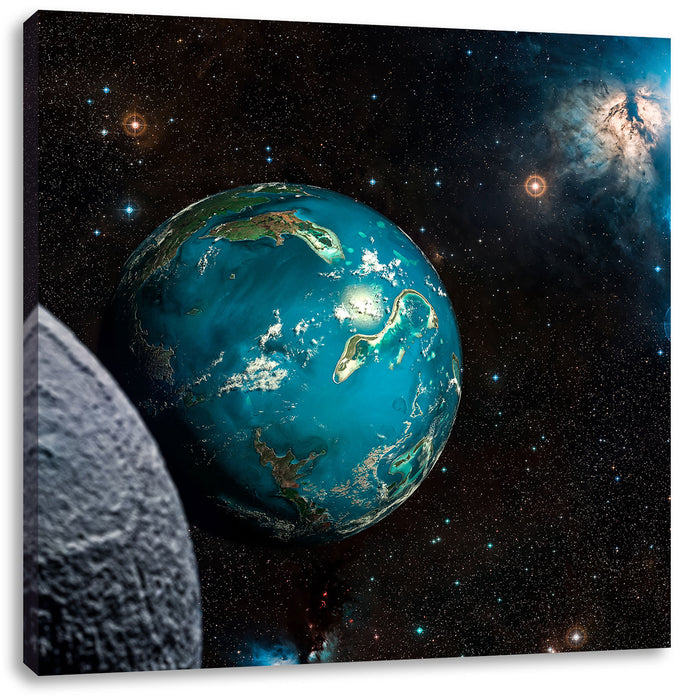 Planet Erde im Kosmos Leinwandbild Quadratisch