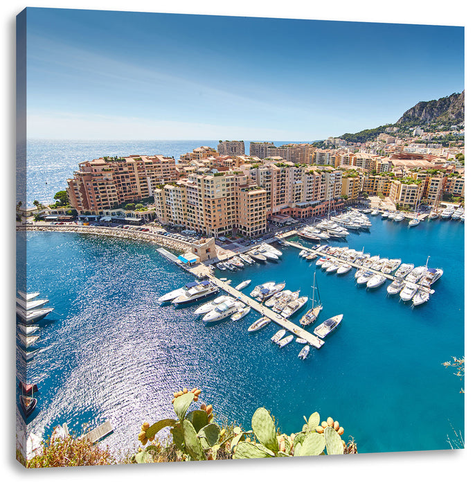Atemberaubende Küste von Monaco Leinwandbild Quadratisch