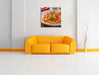 Rustikale italienische Spaghetti Leinwandbild Quadratisch über Sofa
