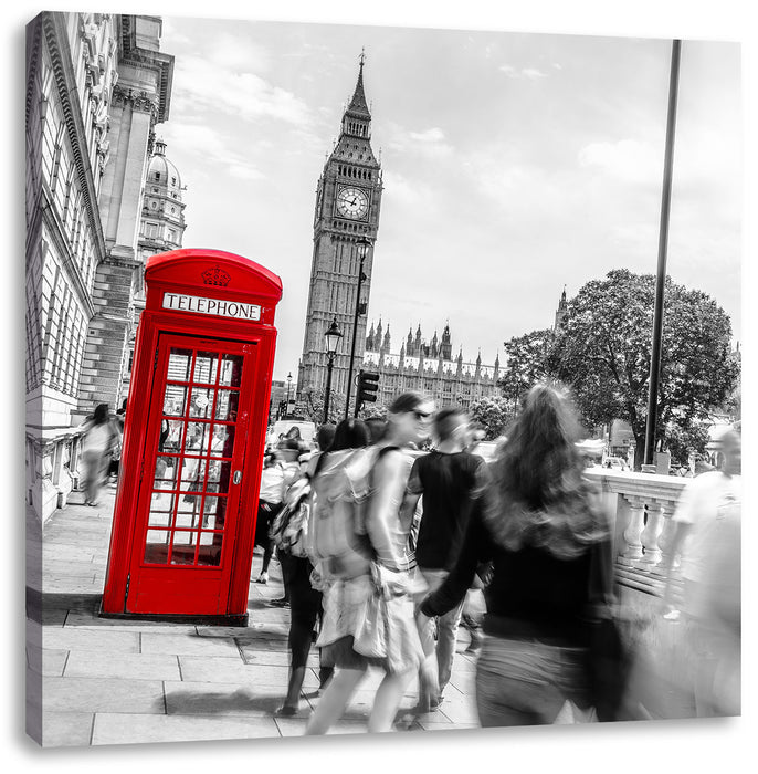 Typische Telefonzelle in London Leinwandbild Quadratisch