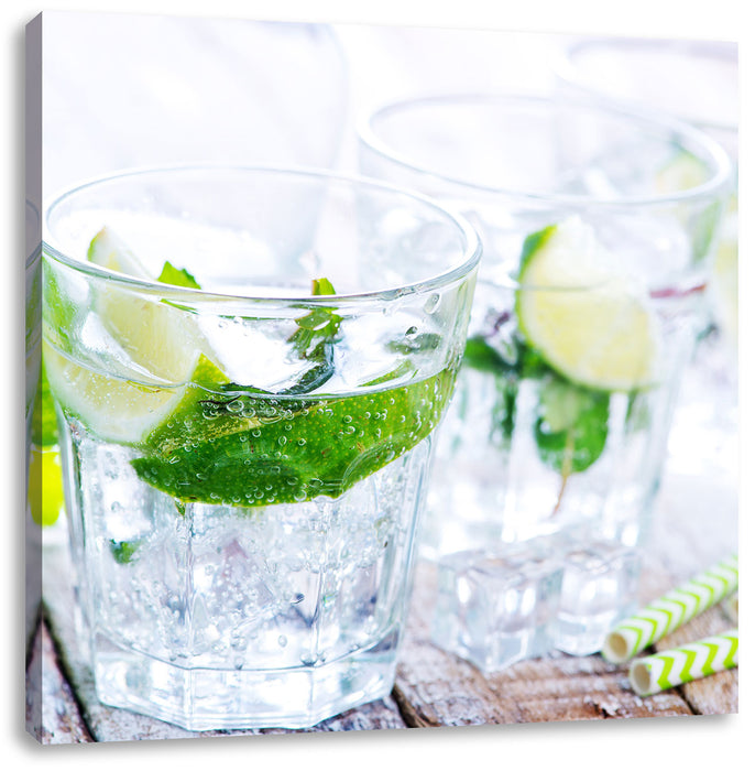 Mojito-Gläser mit Minze Leinwandbild Quadratisch