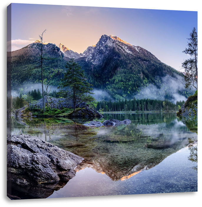 Sonnenaufgang am Hintersee Leinwandbild Quadratisch