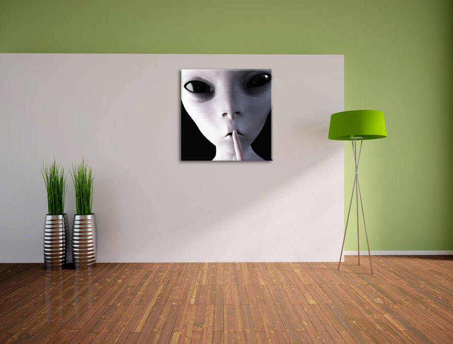 Alien - nicht reden Leinwand Quadratisch im Flur